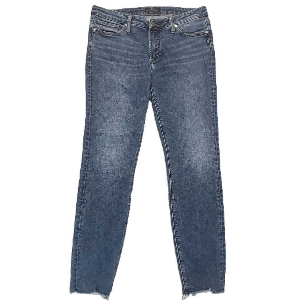 Silver Jeans Most Wanted Skinny Womens W31/L29 Mid Rise Stretch Blue Denim